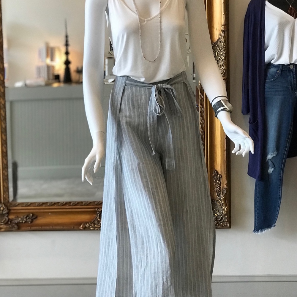 elan blue and white stripe wrap pants
